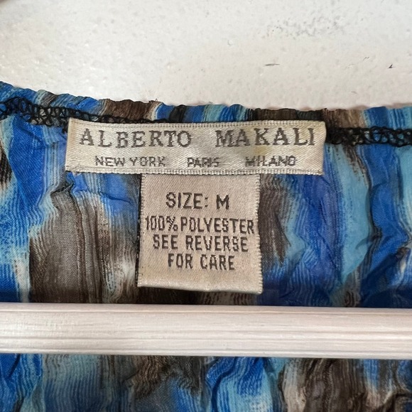 VTG Y2K Alberto Makali Abstract Crinkle Top Crochet Sequin V-Neck Size M Whimsy - Picture 6 of 8